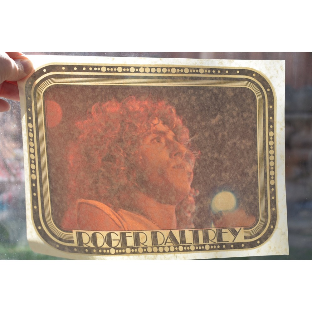 Roger Daltry, classic rock NOS original vintage iron on transfer, vintage iro